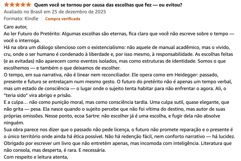 Depoimento leitor — Futuro do Pretérito
